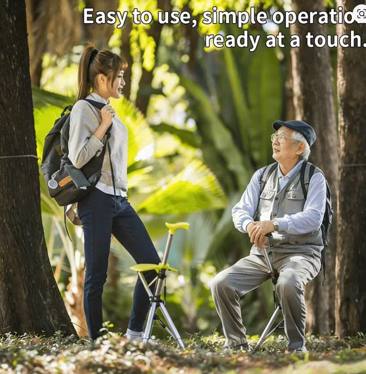 RoamEasy™ Foldable Walking Cane with Portable Seat