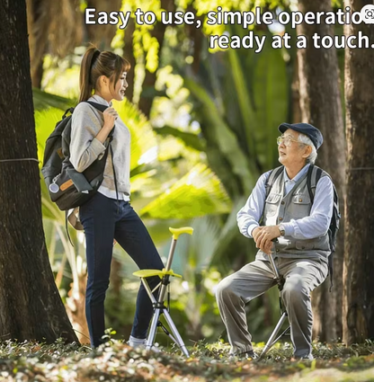 RoamEasy™ Foldable Walking Cane with Portable Seat