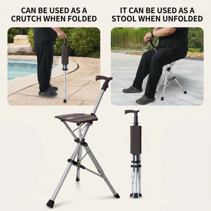 RoamEasy™ Foldable Walking Cane with Portable Seat