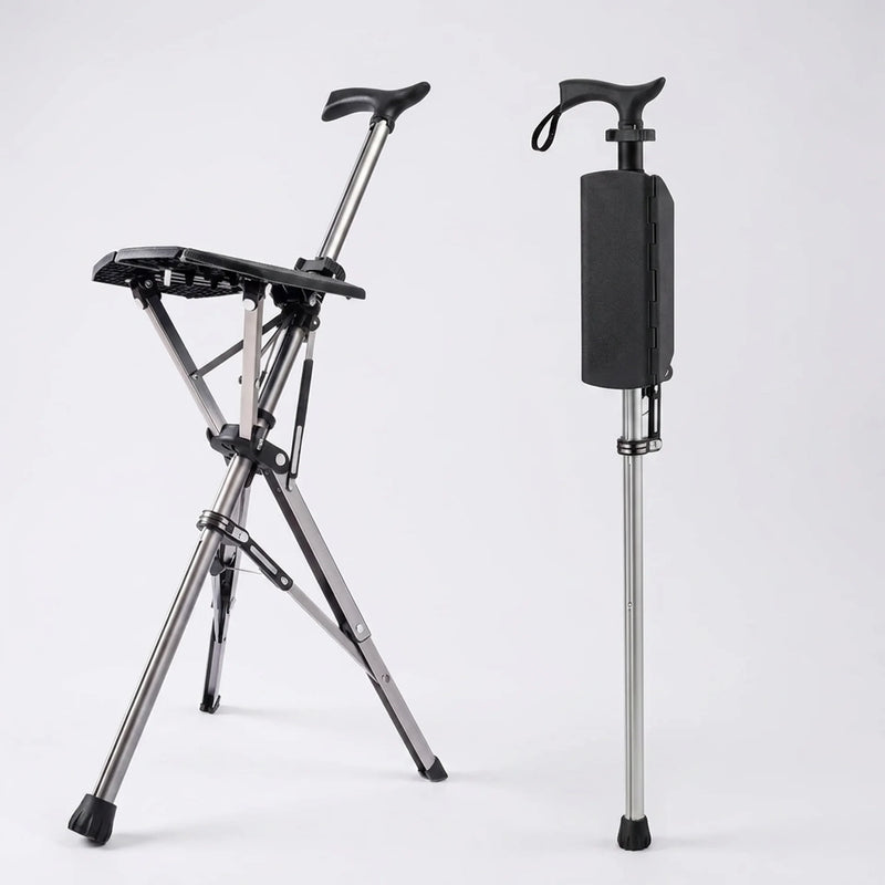 RoamEasy™ Foldable Walking Cane with Portable Seat